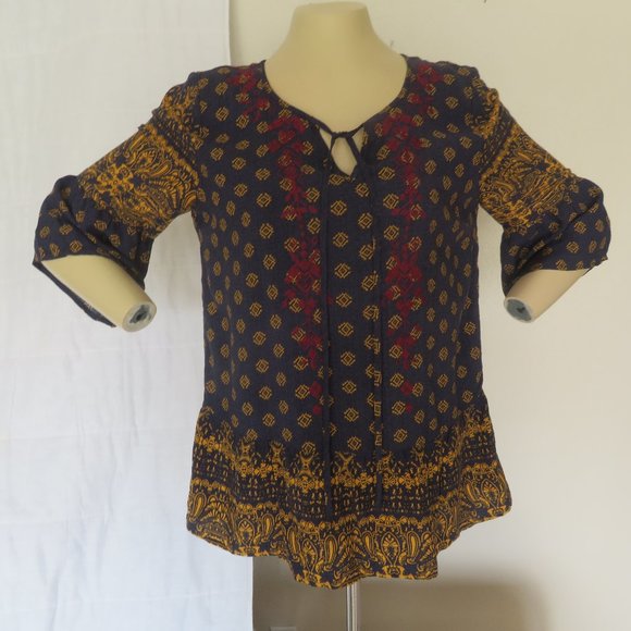 Women's Skies are Blue Peasant Top Size Medium - Picture 1 of 7